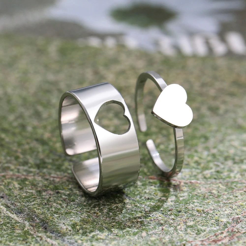 Titanium Double Heart Size Adjustable Ring - Premium Jewelry from Dazzling Delights - Just $27.95! Shop now at Dazzling Delights