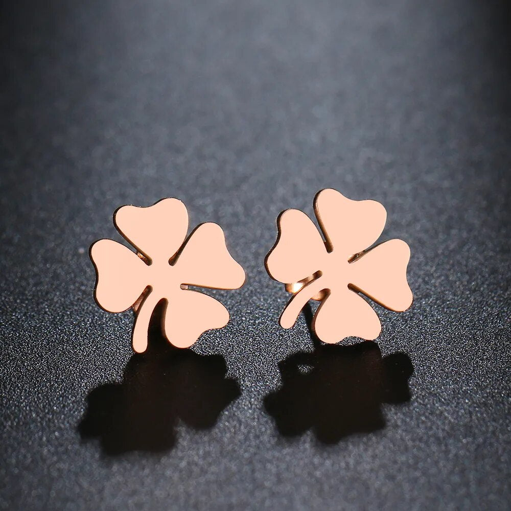 Titanium Four Leaf Clover Stud Earrings - Premium Jewelry from Dazzling Delights - Just $23.95! Shop now at Dazzling Delights