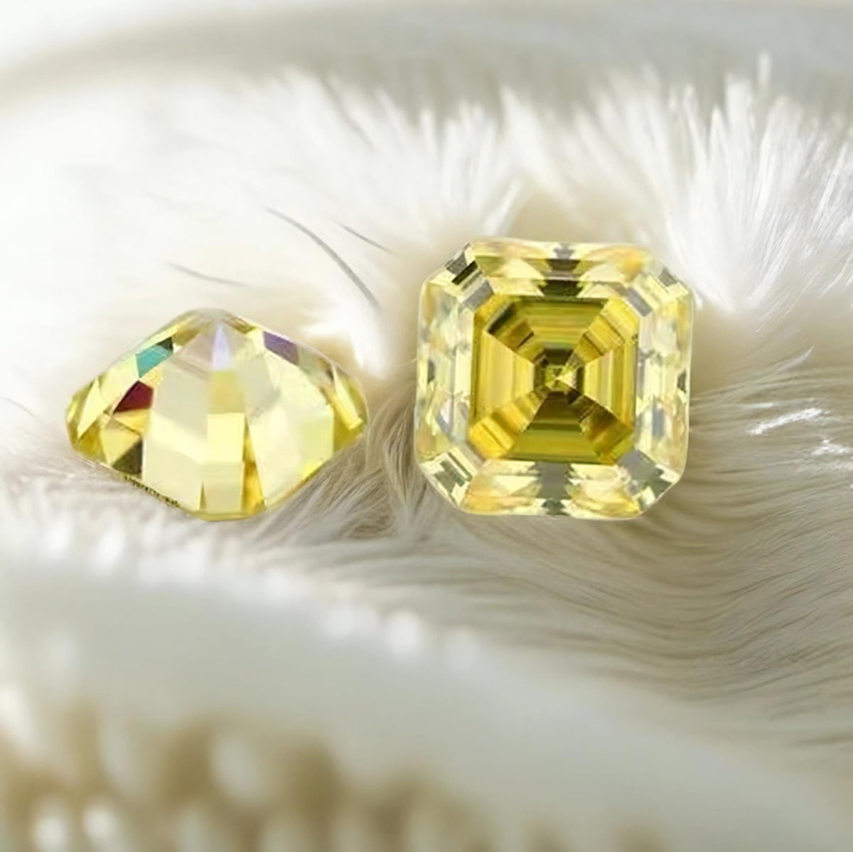 Vivid Canary Yellow Asscher Cut Moissanites - Premium Jewelry from Dazzling Delights - Just $83.33! Shop now at Dazzling Delights