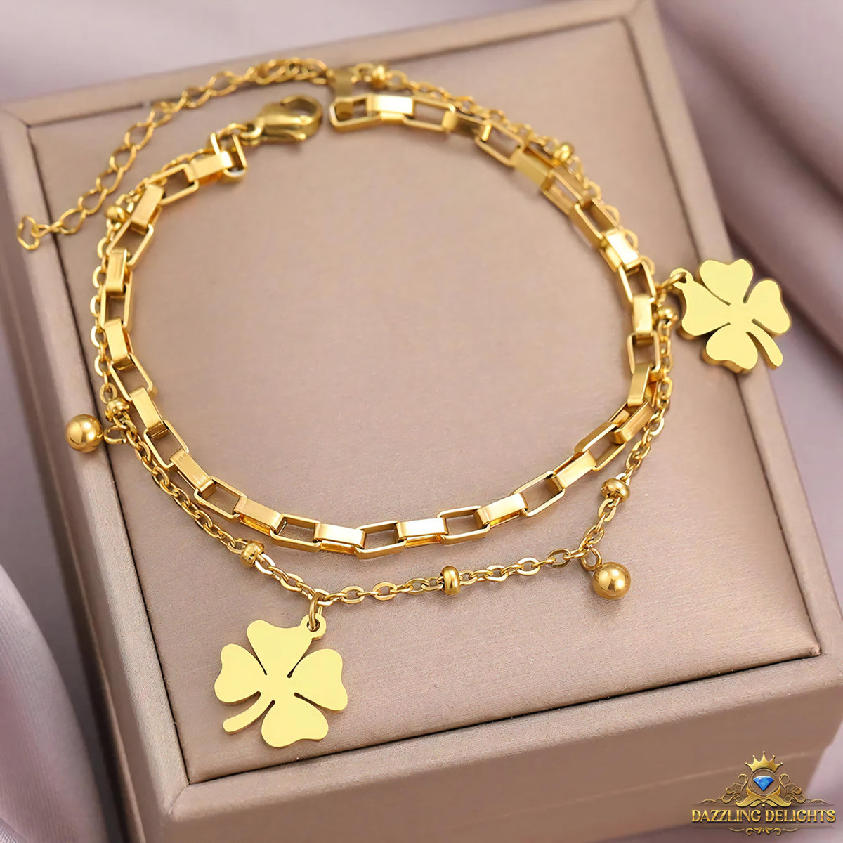 Titanium Four Leaf Clover Bracelet - Premium Jewelry from Dazzling Delights - Just $28.95! Shop now at Dazzling Delights