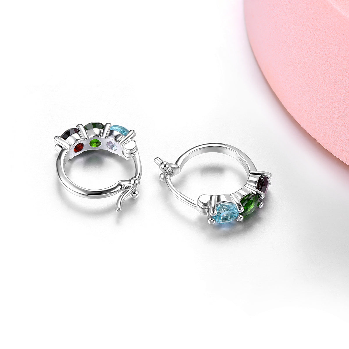 Tri-Stone Round Cut Natural Gemstone Earrings - Your Choice of Gemstones - Premium Jewelry from Dazzling Delights - Just $92.95! Shop now at Dazzling Delights