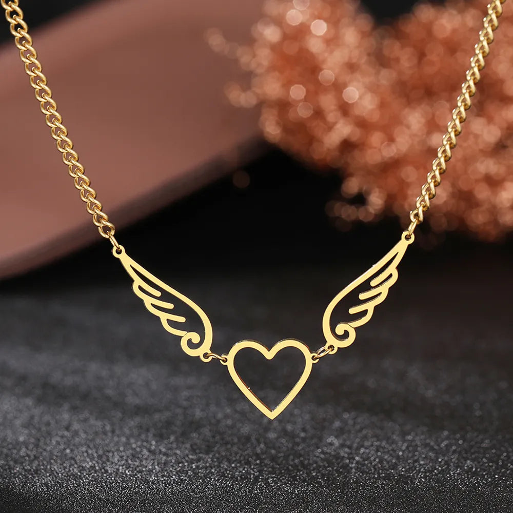 Titanium Angel Wings Heart Pendant Necklace - Premium Jewelry from Dazzling Delights - Just $28.95! Shop now at Dazzling Delights