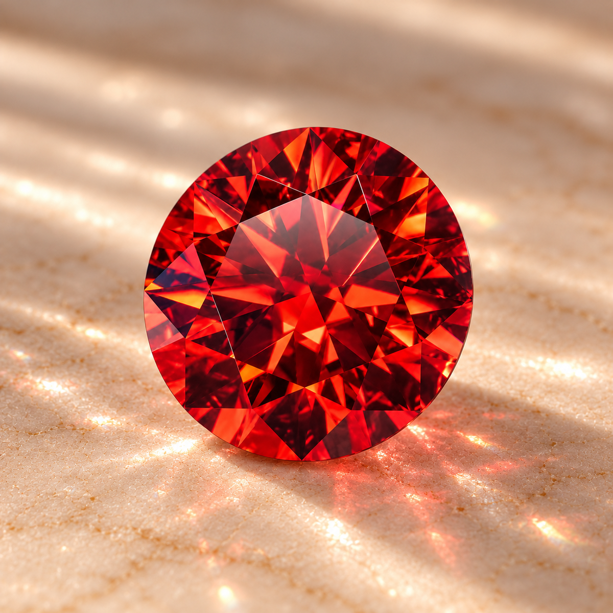 Pigeon Blood Red Round Brilliant Cut Moissanites