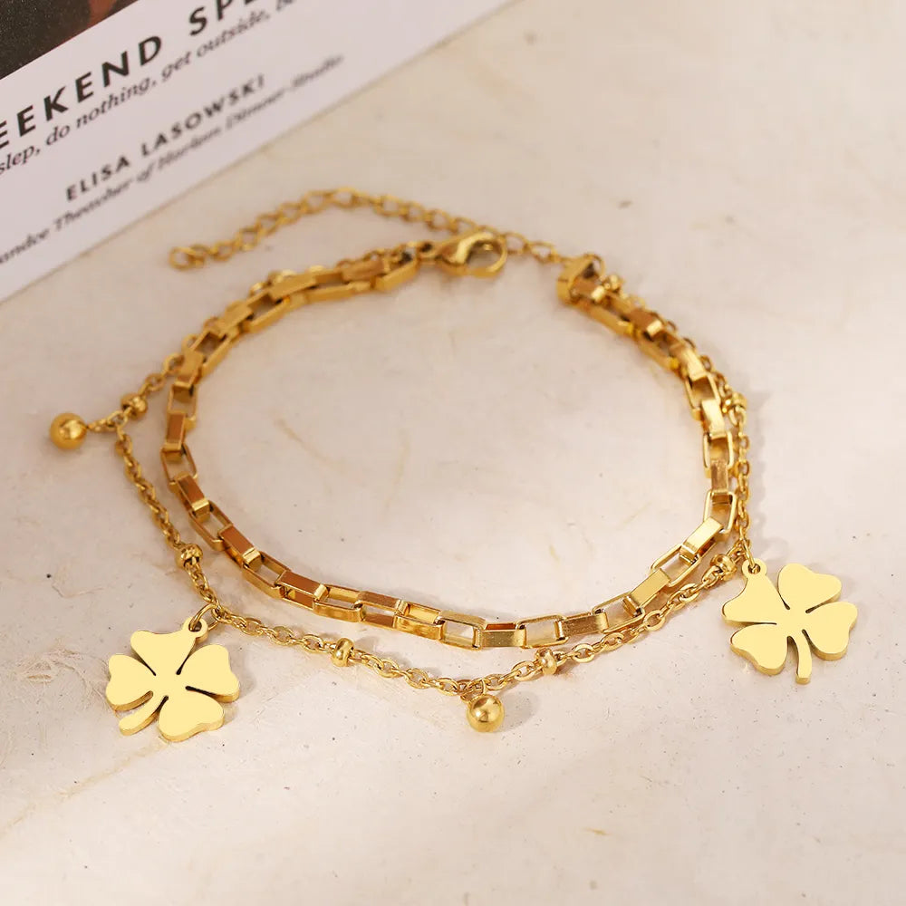 Titanium Four Leaf Clover Bracelet - Premium Jewelry from Dazzling Delights - Just $28.95! Shop now at Dazzling Delights