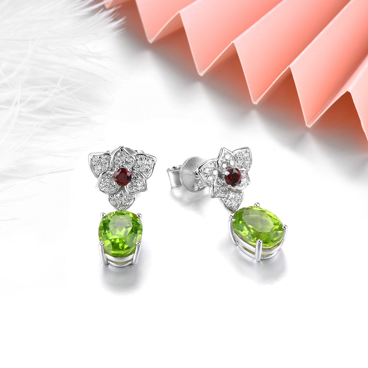 Natural Peridot and Garnet Earrings - Premium Jewelry from Dazzling Delights - Just $98.95! Shop now at Dazzling Delights