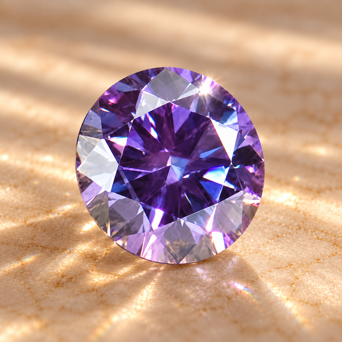 Purple Round Brilliant Cut Moissanites