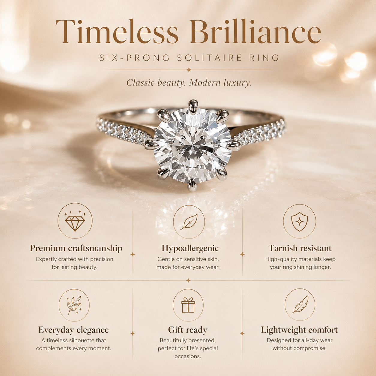 Round Brilliant Moissanite 8-Prong Pavé Engagement Ring