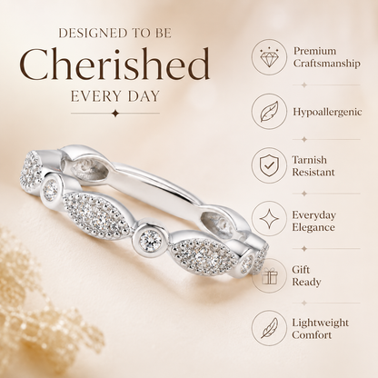 Round Brilliant Moissanite Marquise Cluster Wedding Band