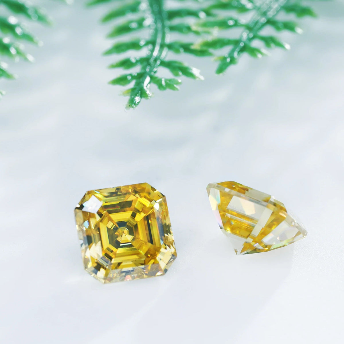 Sun Yellow Asscher Cut Moissanites - Premium Jewelry from Dazzling Delights - Just $83.33! Shop now at Dazzling Delights