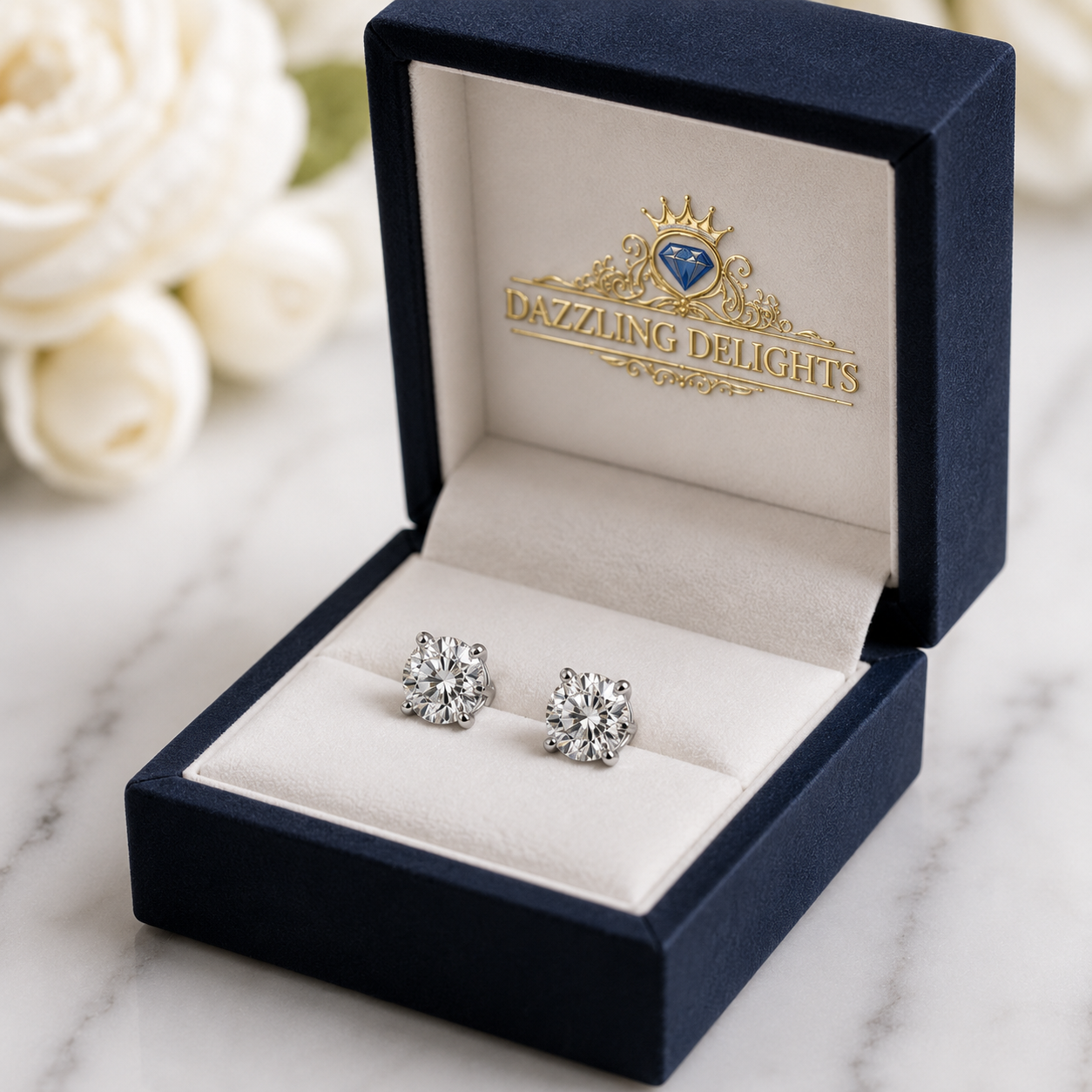 Round Brilliant Moissanite Stud Earrings – Classic Solitaire Earrings