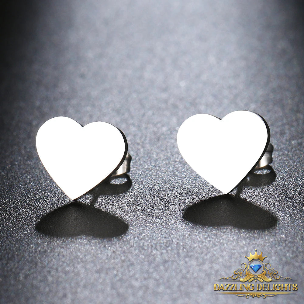 Titanium Solid Heart Stud Earrings - Premium Jewelry from Dazzling Delights - Just $22.95! Shop now at Dazzling Delights