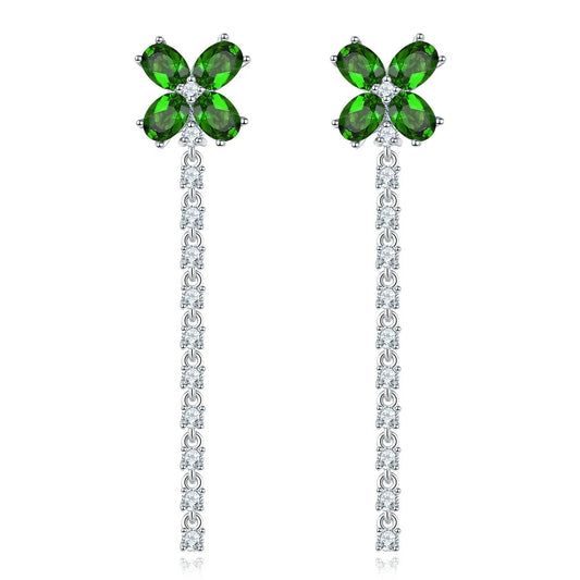 Four Stone Oval Cut Natural Gemstone Dangle Earrings - Your Choice of Gemstone - Premium Jewelry from Dazzling Delights - Just $85.95! Shop now at Dazzling Delights