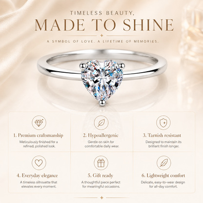 Anillo de compromiso con moissanita y solitario con talla de corazón 