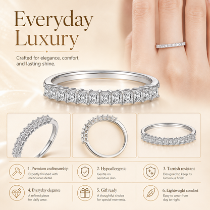 1ct Princess Cut Moissanite Half-Eternity Wedding Band