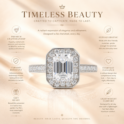 Emerald Halo Moissanite Engagement Ring