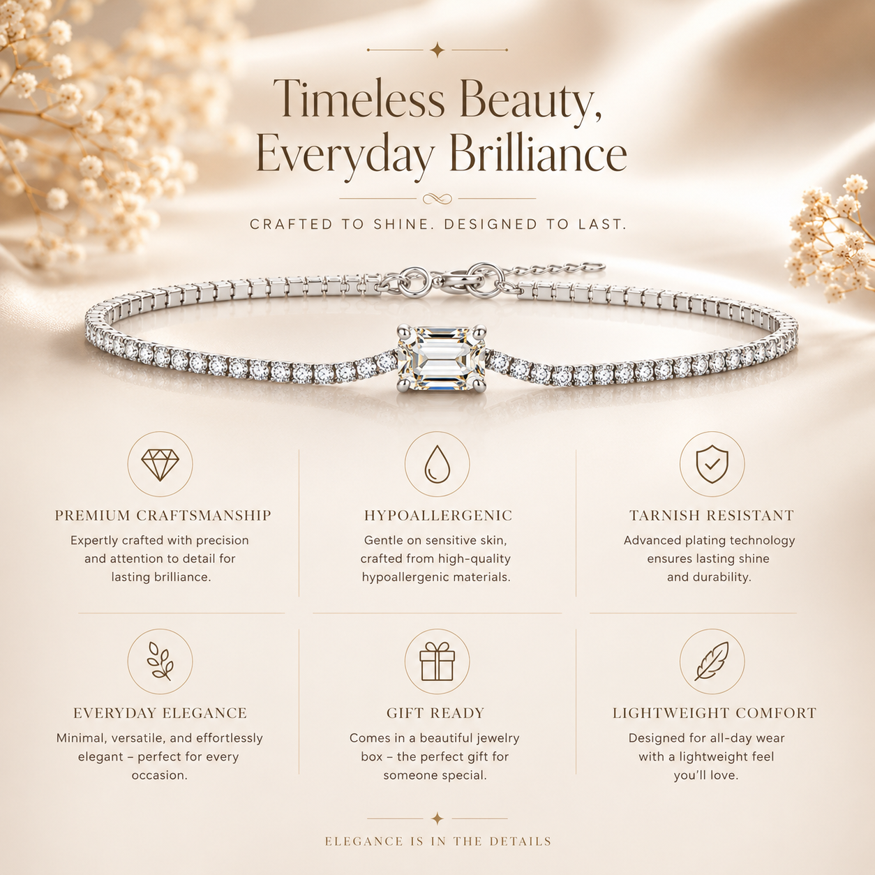 Pulsera de tenis de moissanita de talla esmeralda 