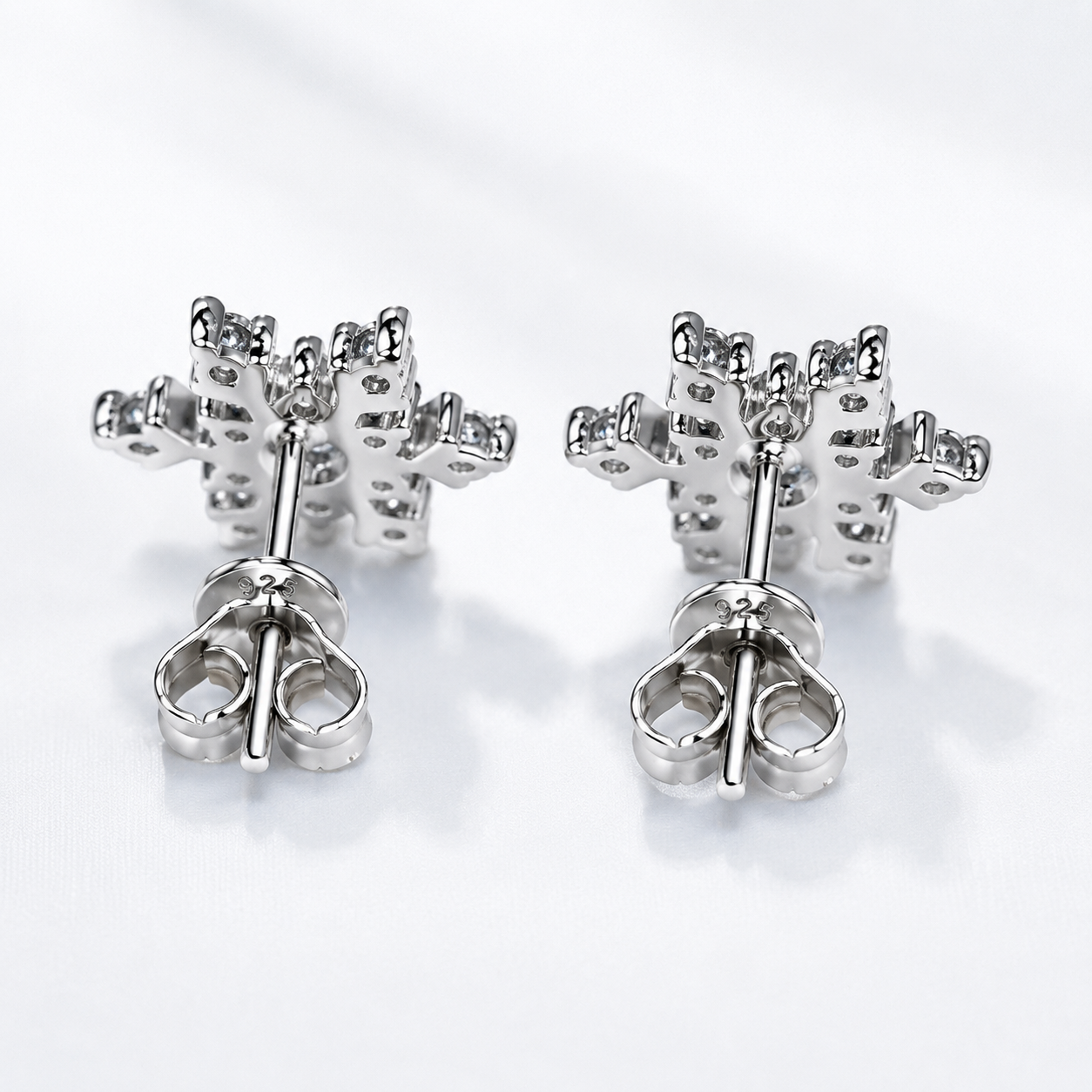 Snowflake Moissanite Stud Earrings