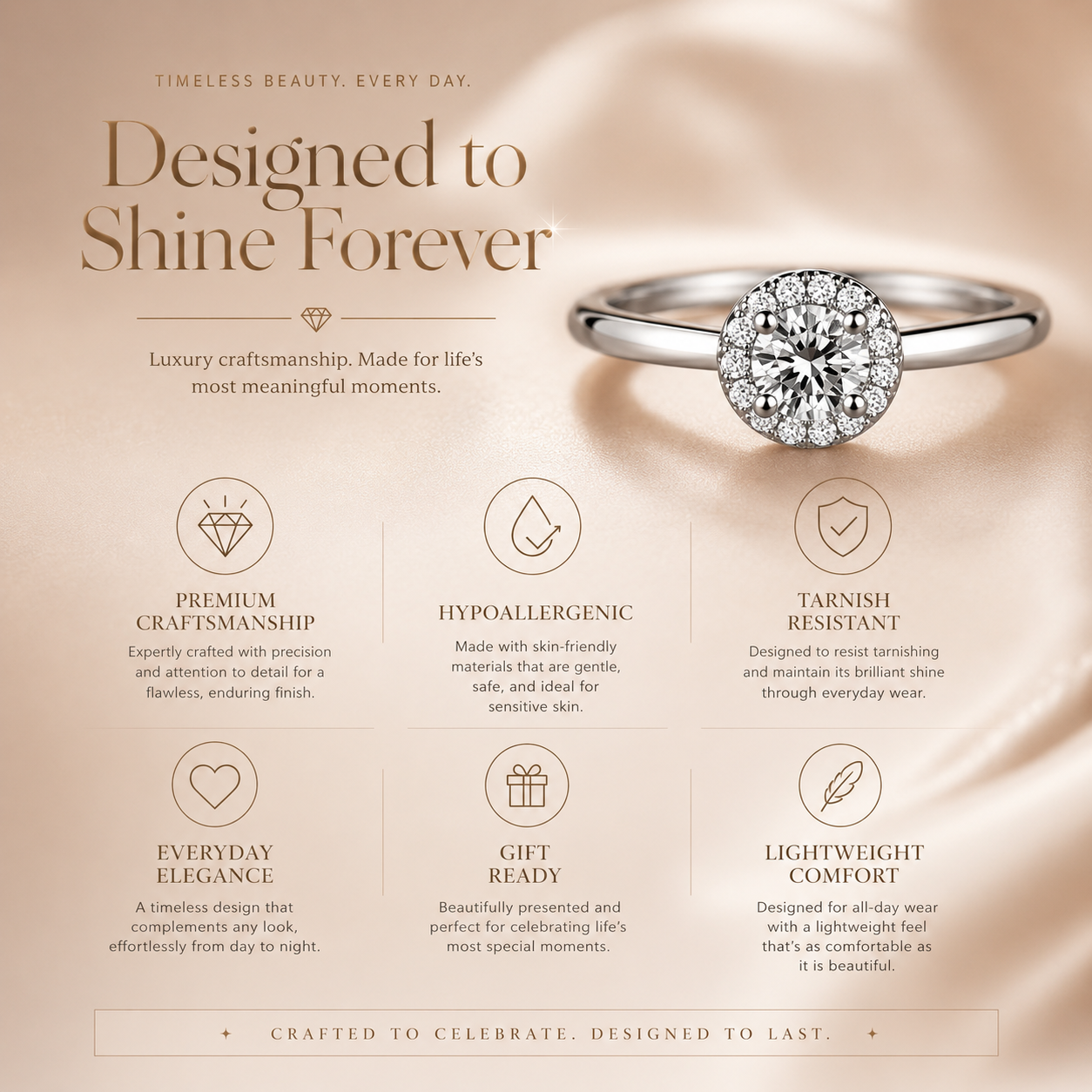 Petite Round Brilliant Cut Moissanite Halo Ring