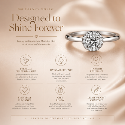 Petite Round Brilliant Cut Moissanite Halo Ring