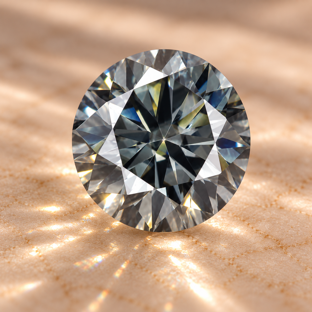 Grey Round Brilliant Cut Moissanites