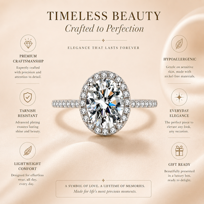Oval Halo Moissanite Engagement Ring