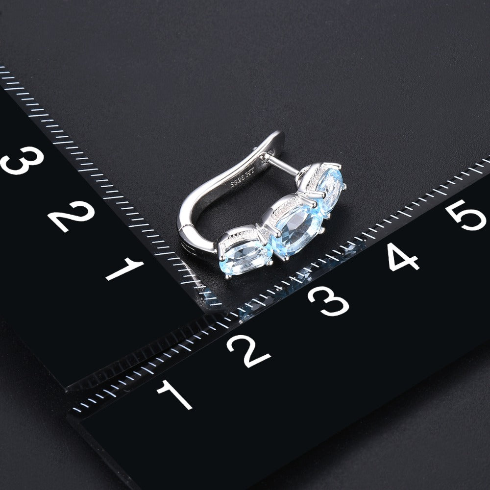 Tri-Stone Oval Cut Natural Topaz Hoop Earrings - Premium Jewelry from Dazzling Delights - Just $79.95! Shop now at Dazzling Delights