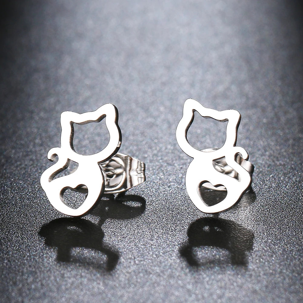 Titanium Cat Stud Earrings - Premium Jewelry from Dazzling Delights - Just $24.95! Shop now at Dazzling Delights