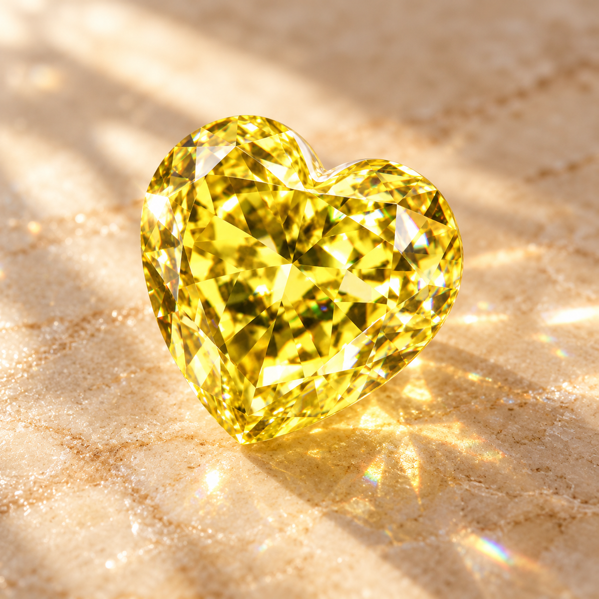 Vivid Canary Yellow Heart Cut Moissanites