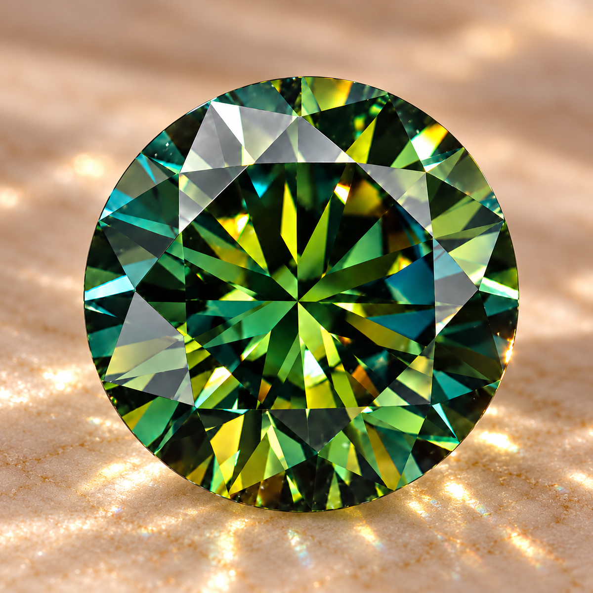 Forest Green Round Brilliant Cut Moissanites
