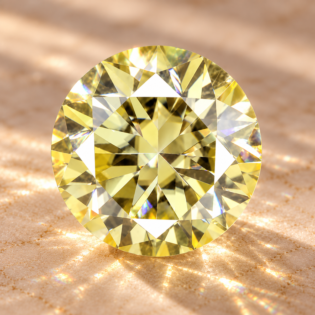 Lemon Yellow Round Brilliant Cut Moissanites