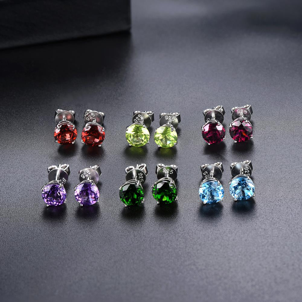 6mm Round Cut Natural Gemstone Stud Earrings - Your Choice of Gemstone - Premium Jewelry from Dazzling Delights - Just $74.95! Shop now at Dazzling Delights