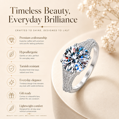 3ct Oval Cut Moissanite Multi-Row Pavé Engagement Ring
