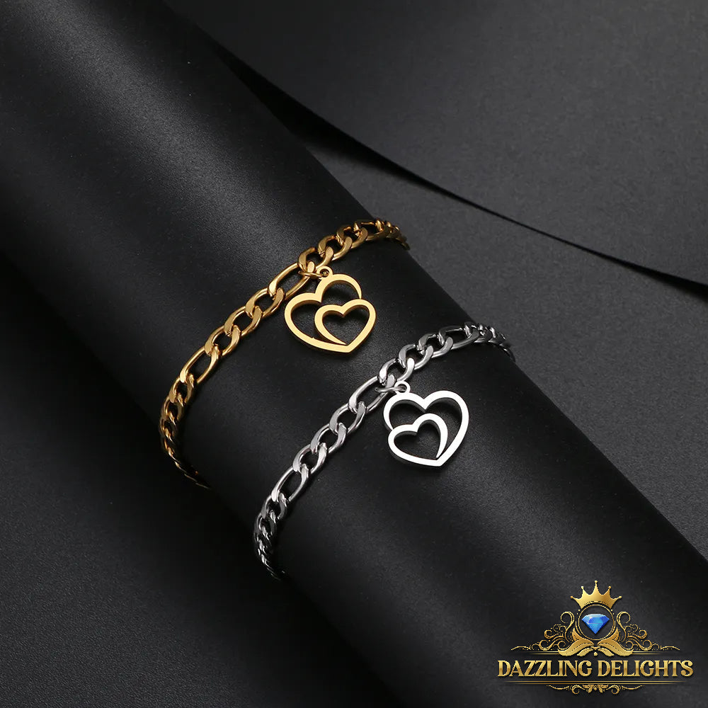 Titanium Double Heart Bracelet - Premium Jewelry from Dazzling Delights - Just $27.95! Shop now at Dazzling Delights