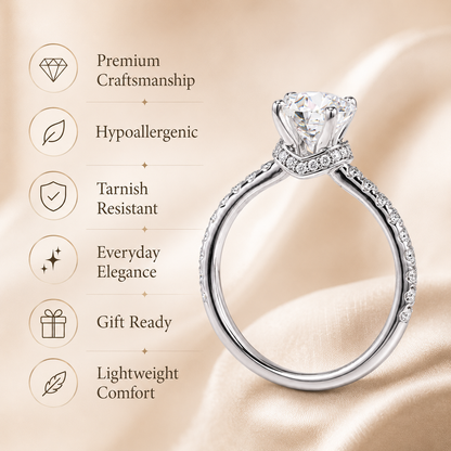 Round Brilliant Moissanite Hidden Halo Engagement Ring