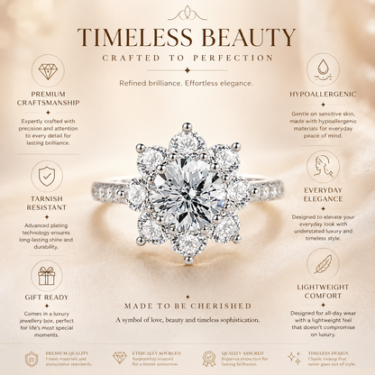 Sunflower Moissanite Engagement Ring