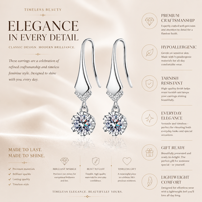 Elegantes brincos de moissanite de 6,5 mm 