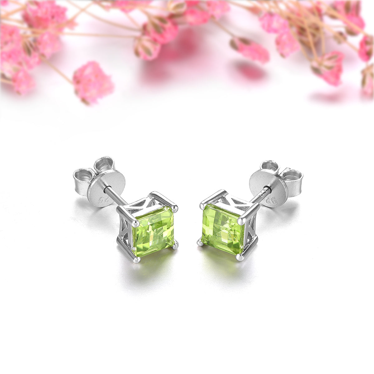 5mm Square Cut Natural Peridot Stud Earrings - Premium Jewelry from Dazzling Delights - Just $67.95! Shop now at Dazzling Delights