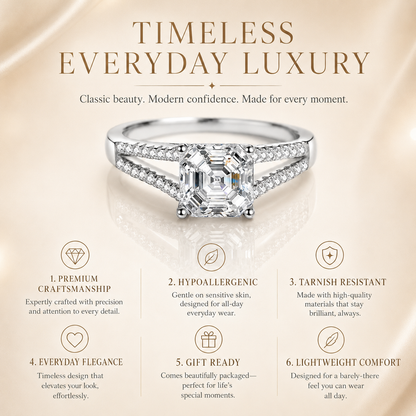 Asscher Cut Moissanite Split-Band Engagement Ring