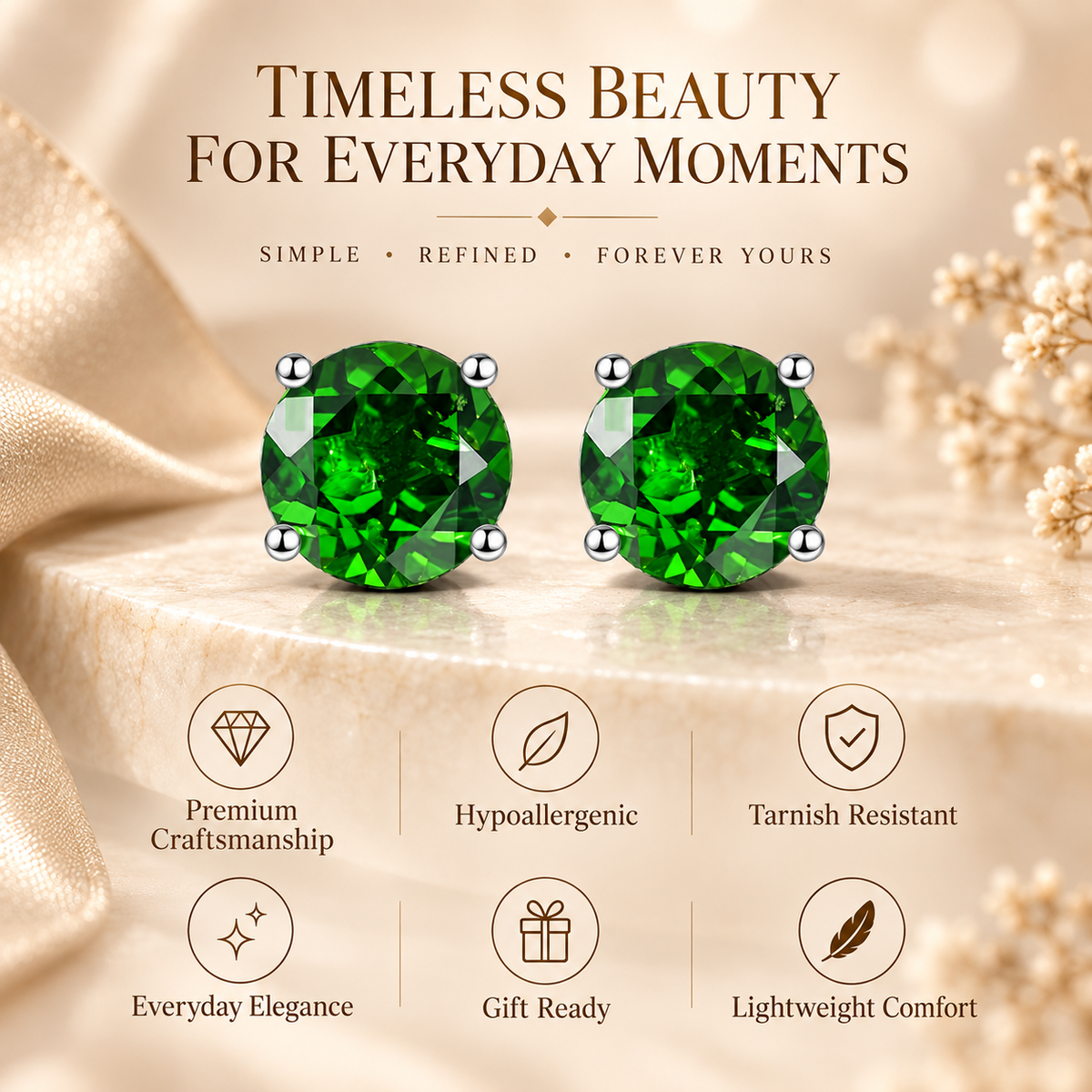 5mm Natural Gemstone Round Stud Earrings – 8 Gemstones