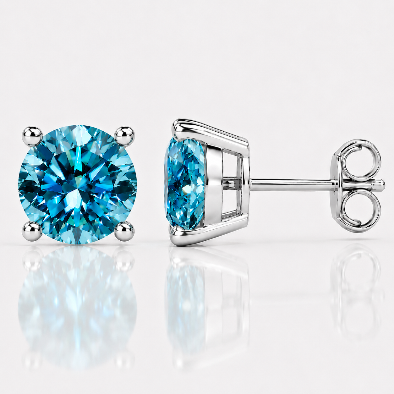 Four Prong Moissanite Solitaire Stud Earrings