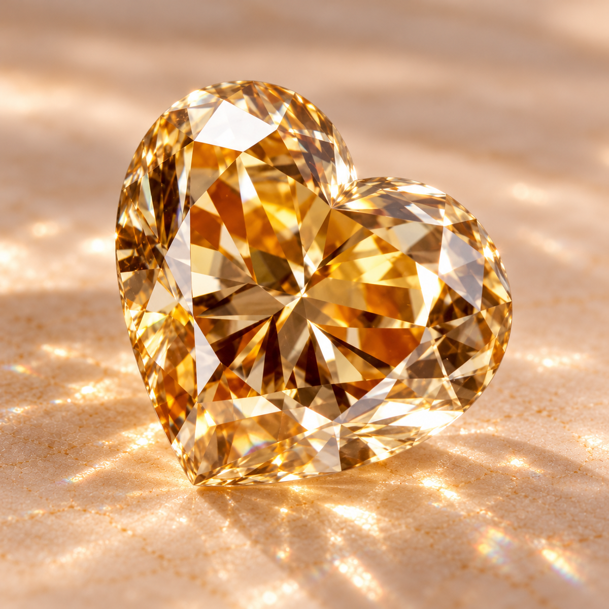 Vivid Champagne Heart Cut Moissanites
