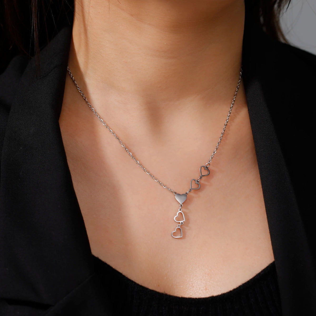 Titanium Five Heart Pendant Necklace - Premium Jewelry from Dazzling Delights - Just $27.95! Shop now at Dazzling Delights