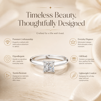 Anel de noivado Moissanite com corte princesa 