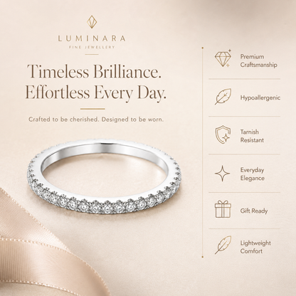 Aliança de casamento com anel de eternidade completo de moissanite com corte brilhante redondo de 0,50 ct