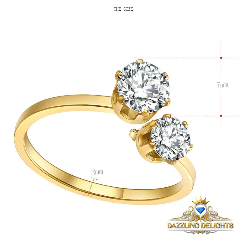 Titanium Open Ring with 6mm Cubic Zirconia - Premium Jewelry from Dazzling Delights - Just $46.95! Shop now at Dazzling Delights