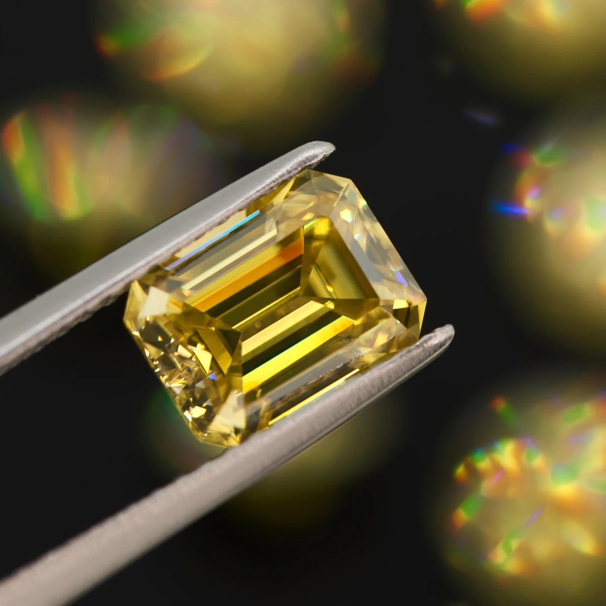 Sun Yellow Emerald Cut Moissanites - Premium Jewelry from Dazzling Delights - Just $83.33! Shop now at Dazzling Delights