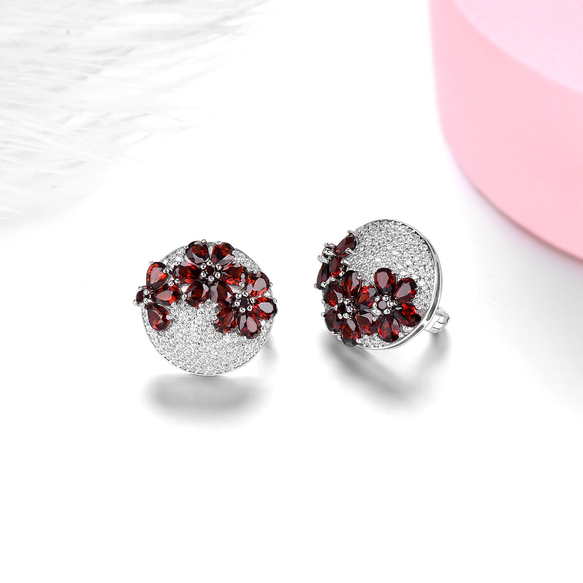 5.2 Carats Garnet Flower Earrings - Premium Jewelry from Dazzling Delights - Just $127.95! Shop now at Dazzling Delights