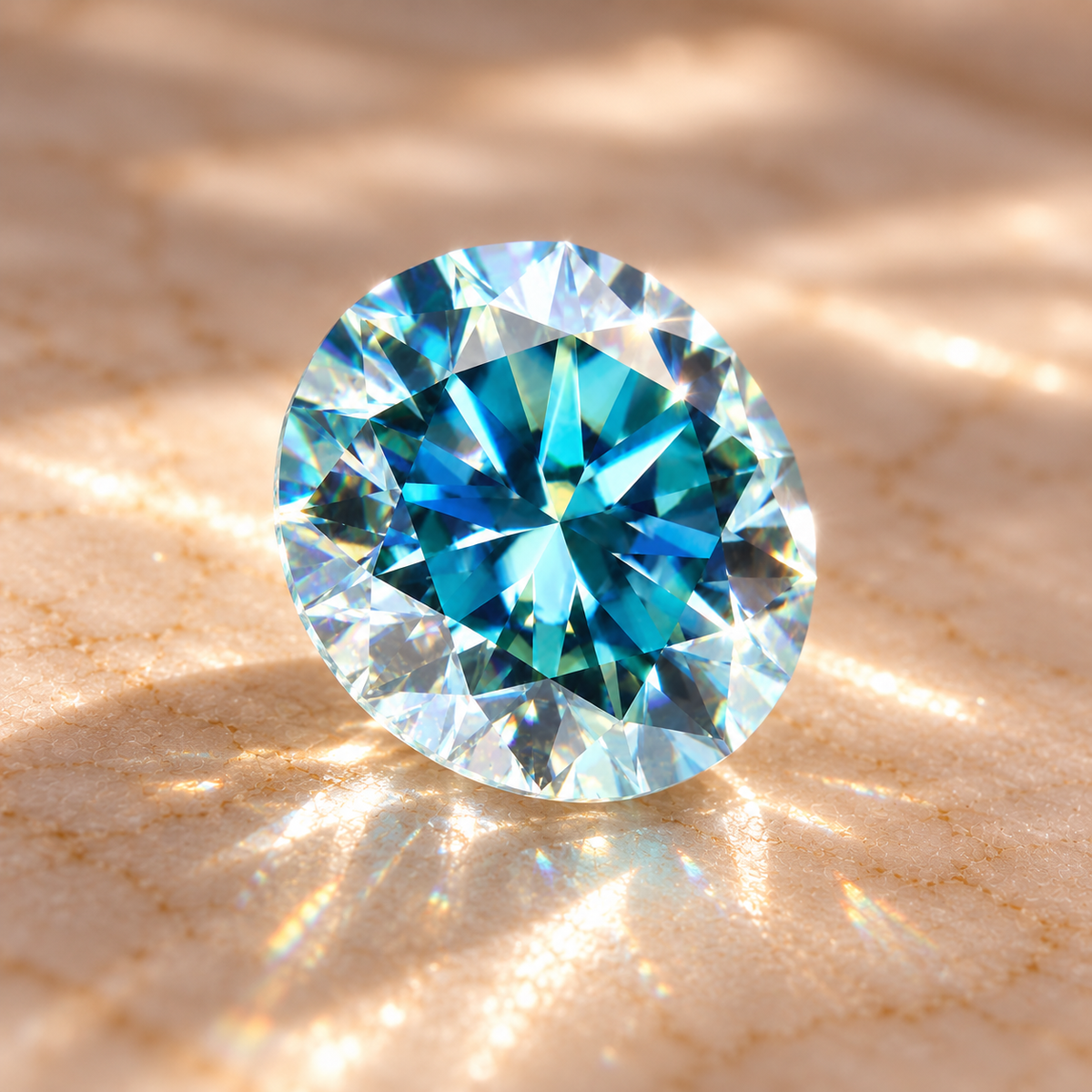 Sea Blue Round Brilliant Cut Moissanites