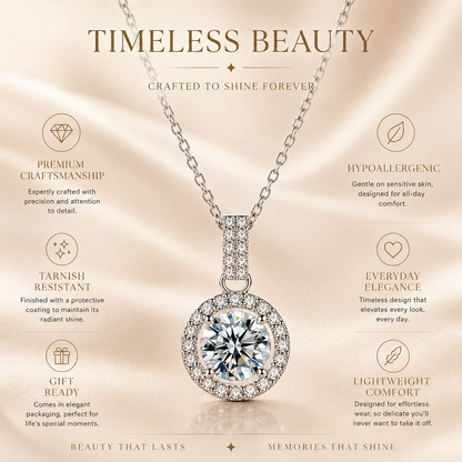Colar com pingente de halo Moissanite 