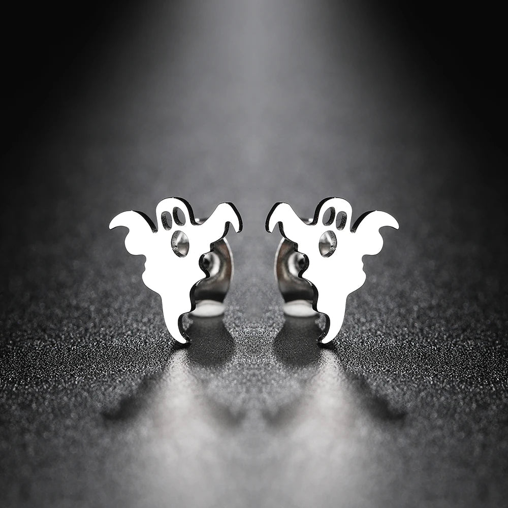 Titanium Ghost Halloween Stud Earrings - Premium Jewelry from Dazzling Delights - Just $28.95! Shop now at Dazzling Delights